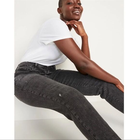 Old Navy High-Waisted O.G. Straight Ripped Black Ankle Jeans Plus Size 26 - Picture 3 of 12